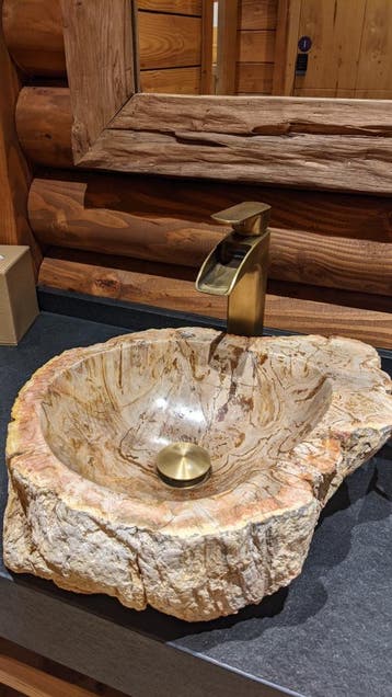 Versteend hout waskom | boomstam wasbak | fossiel hout, Nieuw, Minder dan 100 cm, Wasbak of Wastafel, 25 tot 50 cm