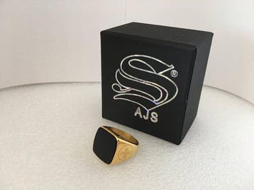AJS Noble Heren Zwart vlak Onyxkristal Moderne Collectie