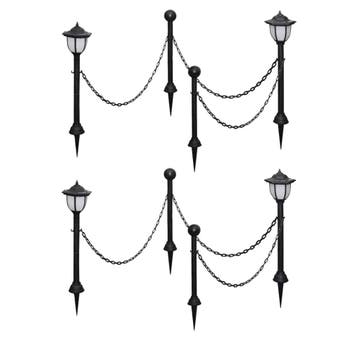 vidaXL Solarlampen 4 st met hekwerk en palen, Verzenden, Nieuw, Kunststof, Zonne-energie