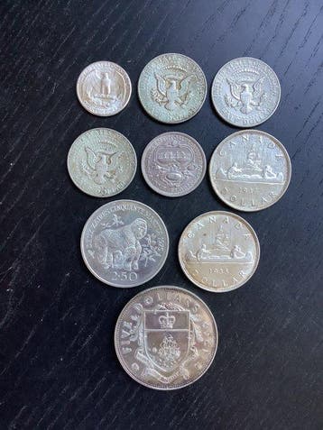 Wereld. Collection of silver coins 1927-1975 (Zonder
