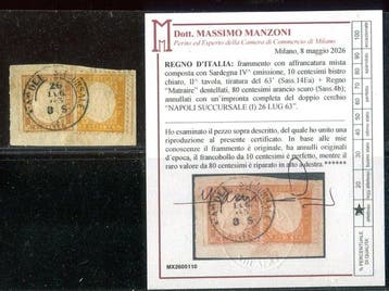 Koninkrijk Italië 1863 - Zeldzame gemengde frankering -, Gestempeld