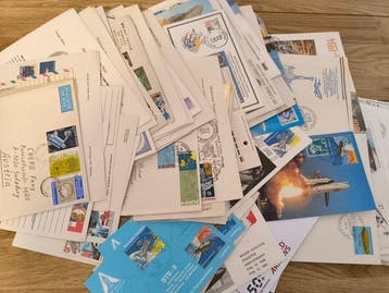 Wereld - Space Aviation World coverkaart - Lot met 115 stuks, Gestempeld