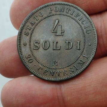 Italië, Pauselijke Staat Pio IX. 4 Soldi 1866 (Zonder