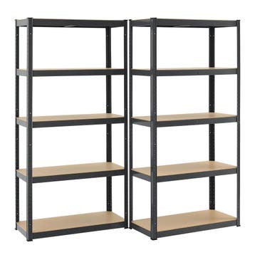 Stellingkast / Opbergkast - Set van 2 - 180x90x40 cm grijs, Verzenden, Nieuw
