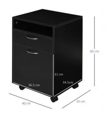Zwarte Rolcontainer – Archiefkast met Lade en Wielen 40x35x6, Verzenden, Nieuw in verpakking