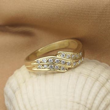 Gouden ring met diamanten; 0,095 ct., Gebruikt, Ophalen of Verzenden, Kleiner dan 17, Met edelsteen