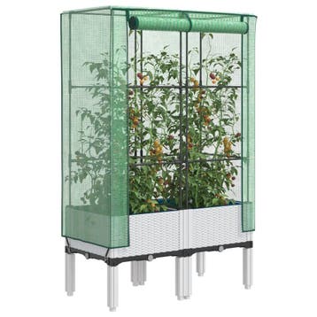 vidaXL Plantenbak verhoogd met kashoes 80x40x140 cm, Verzenden, Nieuw, Kunststof