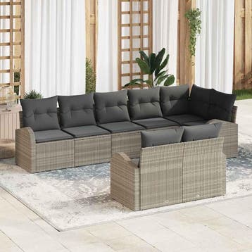 vidaXL Tuin Sofa Set 8 st 8-Aantal zitplaatsen Lichtgrijs, Tuin en Terras, Verzenden, Nieuw, 8 zitplaatsen