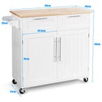 LIVSK Keukentrolley - Duurzaam Rubberhout - 2 Laden 2 Kasten, Verzenden, Nieuw