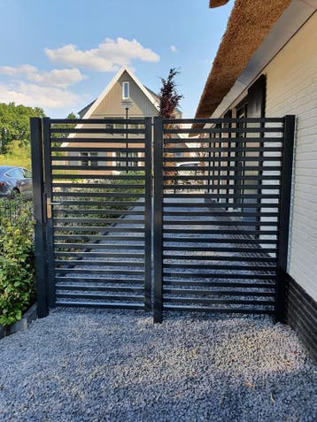 moderne tuinpoorten schuttingdeuren, lammellen en shutters, Ophalen, Nieuw, Staal, Looppoort