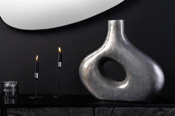Handgemaakte vaas RING 40cm donkergrijs metalen decoratie, Huis en Inrichting, Woonaccessoires | Vazen, Ophalen of Verzenden, Nieuw