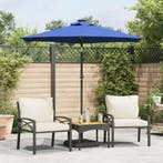 vidaXL Parasol met stalen paal 225x225x212 cm azuurblauw, Tuin en Terras, Verzenden, Nieuw, 2 tot 3 meter