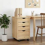 vidaXL Rolling Kast met wiel Bruin 34 x 39 x 56 cm Massief, Verzenden, Nieuw