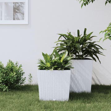 vidaXL Plantenbak met uitneembare bak rattan-look 21/32 L PP, Verzenden, Nieuw, Minder dan 60 cm
