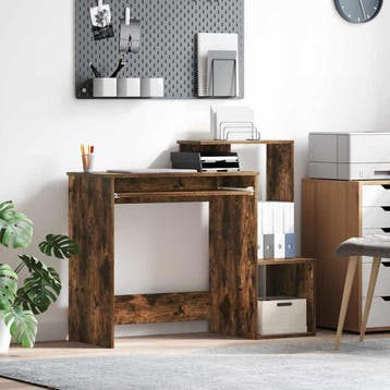 vidaXL Bureau Gerookt eiken 106 x 41 x 88.5 cm Bewerkt hout, Huis en Inrichting, Verzenden, Nieuw