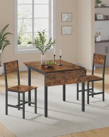 Compacte Eetkamer Set met 2 Stoelen en Klaptafel - Rustiek H, Verzenden, Nieuw