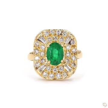 Ring - 18 karaat Geel goud - 2.62ct. tw. Smaragd - Diamant, Nieuw