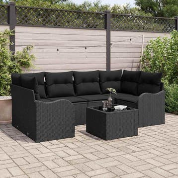 vidaXL Tuin Sofa Set 7 st 6-Aantal zitplaatsen Zwart, Verzenden