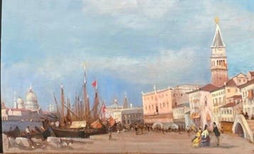 Attribué à Amédée Rosier (1831-1898) - Animation sur la Riva