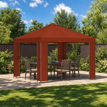 vidaXL Paviljoen 3 x 3 m Terracotta Polyester en staal 190, Verzenden, Nieuw