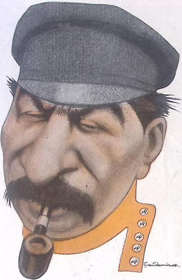 Spotprent met het gezicht van Stalin (lijst optie, Lithos), Verzenden