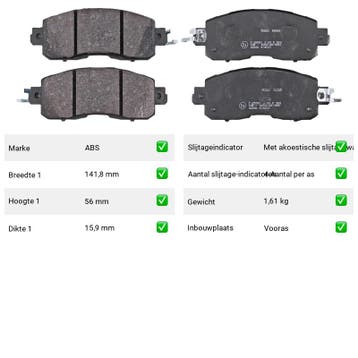 Remblokken Nissan Teana 2.5 Vooras - ABS Remblokken 35260, Verzenden, Nieuw, Nissan