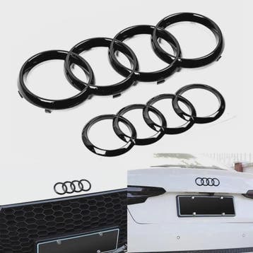 Zwart Audi Logo Embleem 4 Ringen - Voor Grille & Kofferbak, Auto-onderdelen, Overige Auto-onderdelen, Verzenden, Nieuw