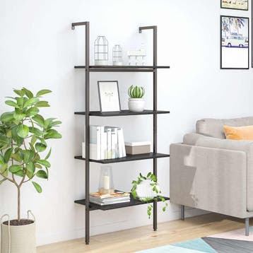 vidaXL Ladderrek met 4 schappen 64x35x152,5 cm zwart, Minder dan 50 cm, Verzenden, Nieuw, 150 tot 200 cm