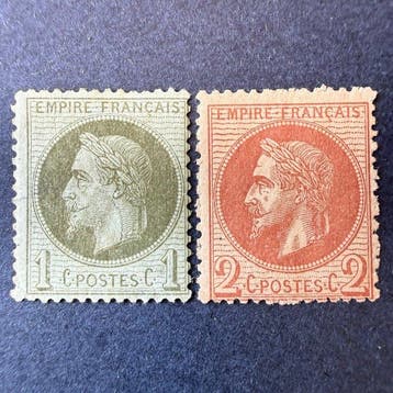 Frankrijk - Yvert 25 en 26 A Napoléon lauré in mint, Gestempeld