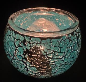 Ocean Goud Mozaïek Theelichthouder 11x11x9 cm (Interieur), Ophalen of Verzenden, Nieuw