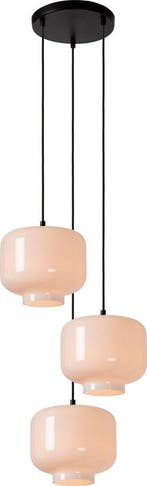 2dekans | Lucide MEDINE - Hanglamp - Ø 46 cm - 3xE27 - Opaal, Ophalen of Verzenden, Zo goed als nieuw
