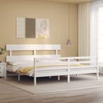 vidaXL Bedframe met hoofdbord massief hout wit, Verzenden, Wit, Hout, Nieuw