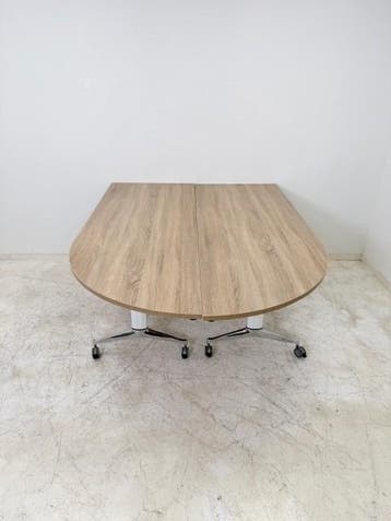 Schaffenburg klaptafels wit chroom frame midden eiken blad, Overige plaatsen, Ophalen of Verzenden, Gebruikt, Tafel
