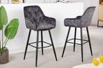Design barkruk MILANO grijs fluwelen barstoel met, Huis en Inrichting, Barkrukken, Ophalen of Verzenden, Nieuw