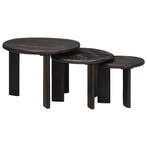vidaXL Nest Koffietafels 3 pcs Wit Massief Mango Hout, Verzenden, Nieuw, 50 tot 100 cm, Minder dan 50 cm