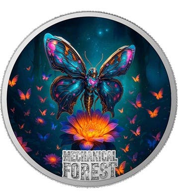 Liberia. 10 Dollars 2026 Mechanical Forest Butterfly 1 oz