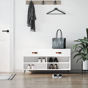 vidaXL Schoenenbank 102x35x55 cm bewerkt hout wit, Verzenden, Nieuw
