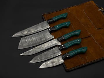 Japanese Style Kitchen Knife SET With Leather BAG Included -