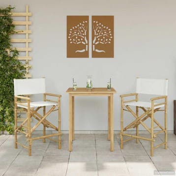 vidaXL Vouwbare Regisseursstoel 2 pcs Naturel Bamboe, Tuin en Terras, Tuinstoelen, Verzenden, Nieuw, Hout