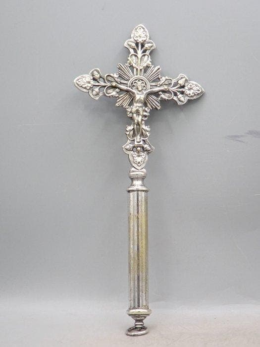 Kruis - Verzilverd messing - 1850-1900, Antiek en Kunst, Kunst | Niet-Westerse kunst
