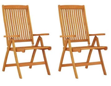 2x Opvouwbare Eucalyptus Tuinstoelen – Verstelbaar Hout, Verzenden, Nieuw