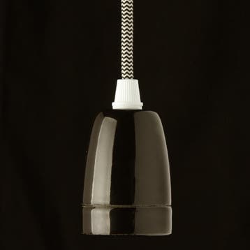 Fitting Keramiek Zwart/Wit E27, Nieuw