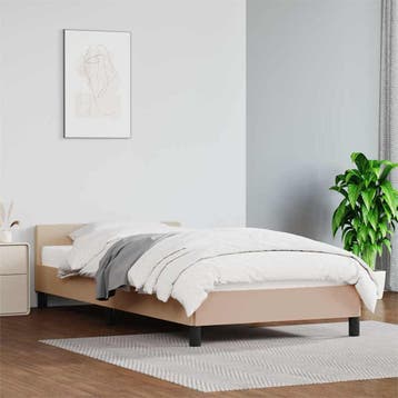 vidaXL Bedframe met hoofdeinde zonder matras Cappuccino, Overige materialen, Eenpersoons, Bruin, Verzenden