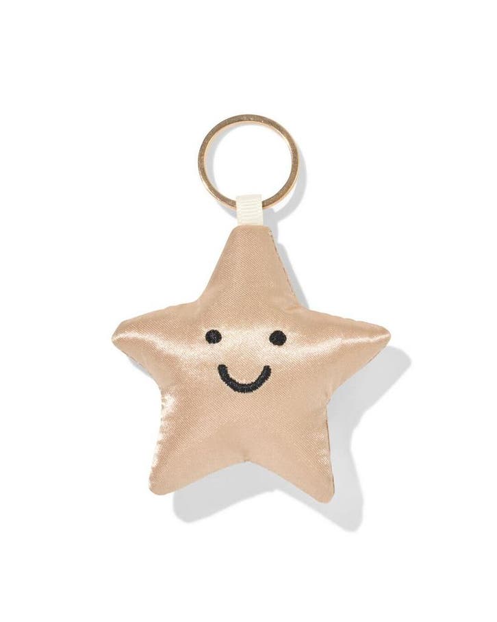HEMA Sleutelhanger 7x6cm ster met gezichtje goud, Diversen, Agenda's, Nieuw, Verzenden