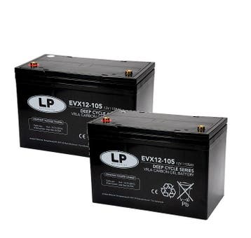 Landport (LP) 2x EVX12-105 AGM / GEL / Carbon accus 12 volt, Caravans en Kamperen, Ophalen of Verzenden, Nieuw