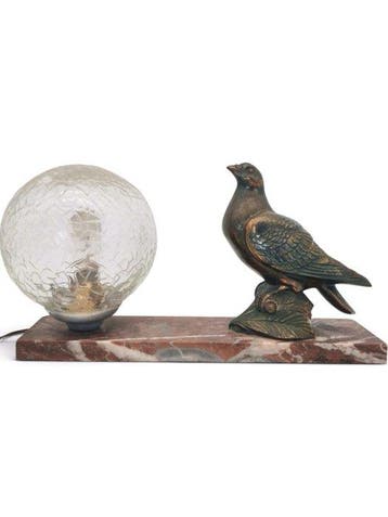 Lamp - Gepatineerd brons, craquelé, Calacatta marmer