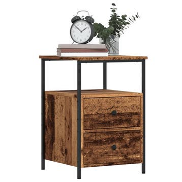 vidaXL Nachtkastjes 2 st 34x35,5x50 cm bewerkt hout oud, Huis en Inrichting, Minder dan 45 cm, Verzenden, Nieuw, Minder dan 55 cm