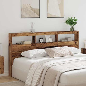 vidaXL Hoofdbord met plank Oud Hout 200 x 17 x 102 cm, Verzenden, Nieuw, Bruin, Hout