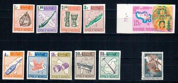 Indonesië 1967/1968 - kleurvariëteit en ongetande zegels, Gestempeld