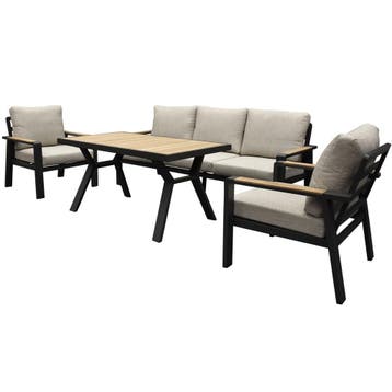 Lola stoel bank dining loungeset 4 delig antraciet aluminium, Ophalen of Verzenden, Nieuw, Aluminium